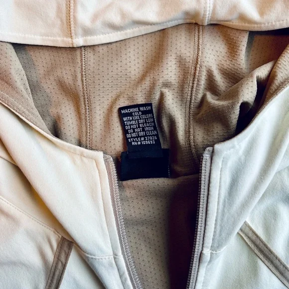 Athleta Women's Cream and Brown Full Zip Sweatshirt Jacket with Hood - Picture 6 of 10